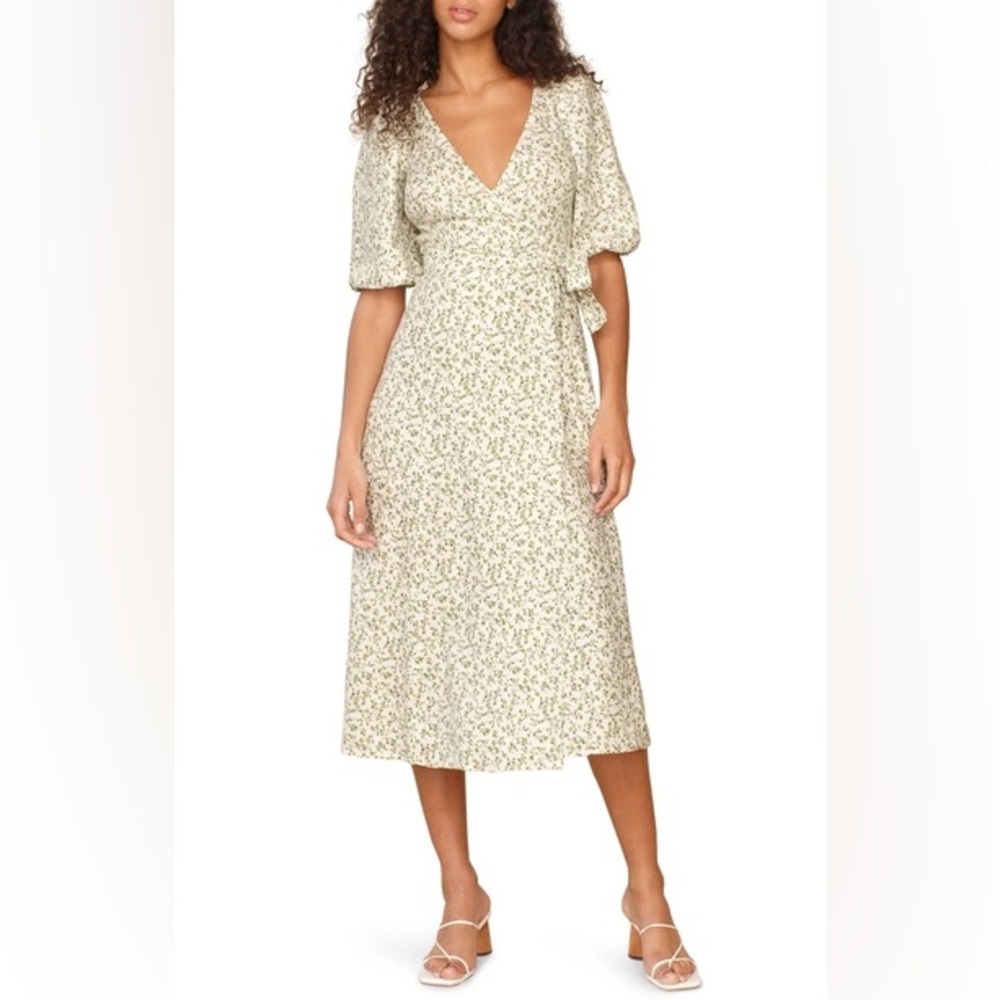 Reformation Mint/Floral Wrap Dress